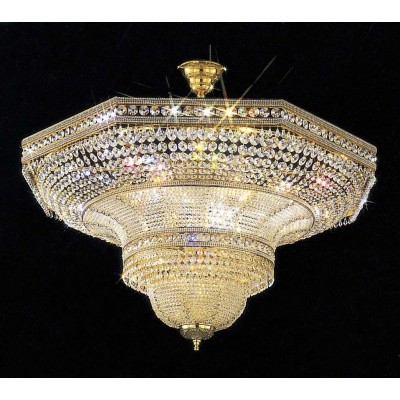 16 light crystal flush mount in gold plated finish