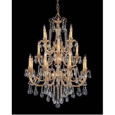 Brass Eight-Light Chandelier with Swarovski Strass Crystal