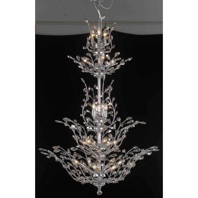 Orchid Chrome 18-Light Chandelier with Golden Teak Royal Cut Crystal
