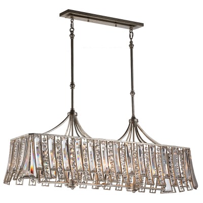 Silver Leaf Eight-Light Island Chandelier