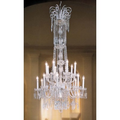 16 Lights Bohemian Crystal chandelier in polished chrome finish