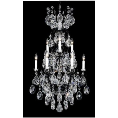 Black 10-Light Clear Heritage Handcut Crystal Chandelier, 21W x 40H x 21D