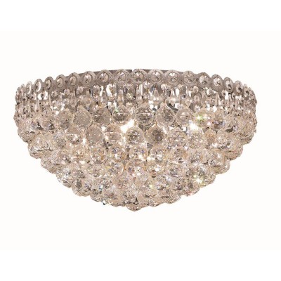  Century Round Chrome Nine-Light 20-Inch Flush Mount with Royal Cut Clear Crystal