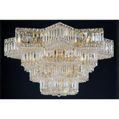  Gold 29-Light Clear Gemcut Flush Mount Light, 29.5W x 16H x 29.5D