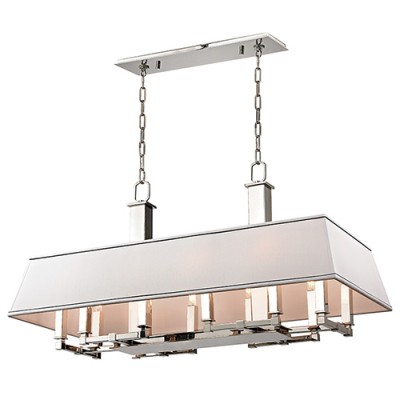 Old Bronze 12-Light Island Pendant with White Shade