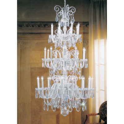 34 Lights Bohemian Crystal chandelier in polished chrome finish