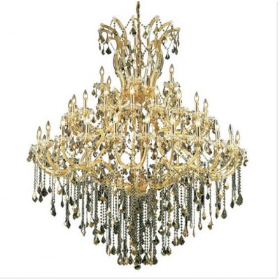 Gold Forty-Nine Light 60-Inch Chandelier with Royal Cut Golden Teak Smoky Crystal