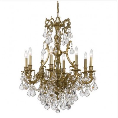 Brass Eight-Light Chandelier with Swarovski Strass Crystal
