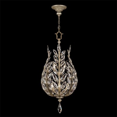 Crystal Laurel Six-Light Lantern in Warm Silver Leaf Finish