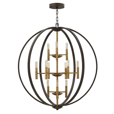 Spanish Bronze Twelve-Light Foyer Pendant