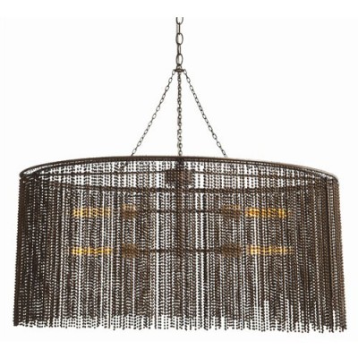 Four-Light Iron Beaded Oval Pendant