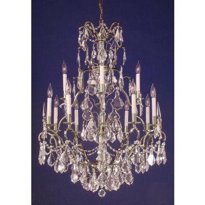 13 lights wrought iron crystal chandelier in plished chrome finish
