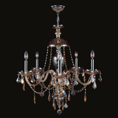 Five-Light Chrome Finish with Amber Crystal Chandelier