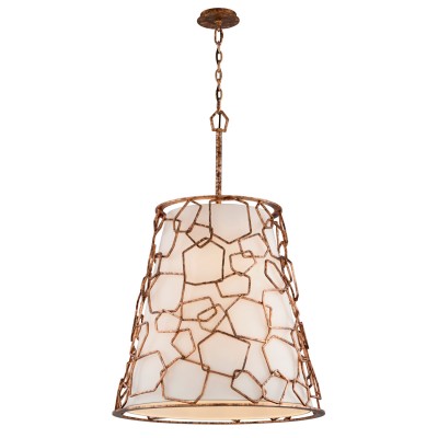 Antique Copper Leaf Eight-Light Pendant