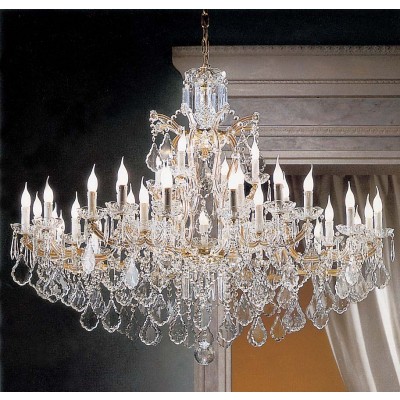 45 Lights Maria Theresa crystal chandelier dressed with clear crystals
