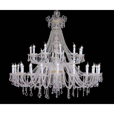 36 Lights Bohemian Crystal chandelier in polished chrome finish