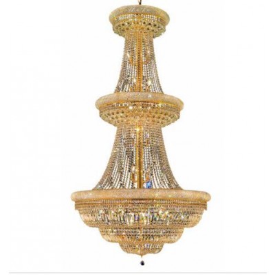 Gold Forty-Two Light Chandelier with Clear Royal Cut Crystals