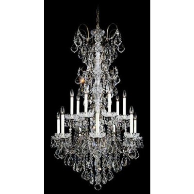 Gold 14-Light Clear Heritage Handcut Crystal Chandelier, 32W x 53H x 32D