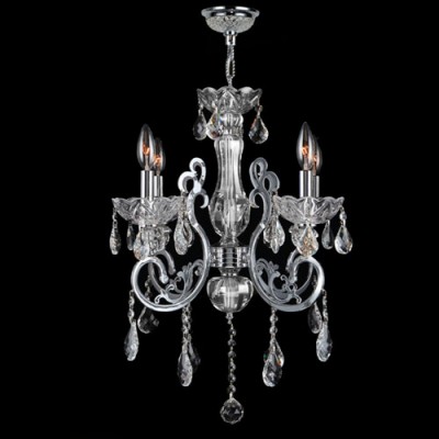 Four-Light Chrome Finish with Clear-Crystals Chandelier