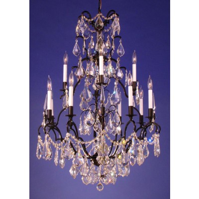 13 lights crystal chandelier in gold plated finish