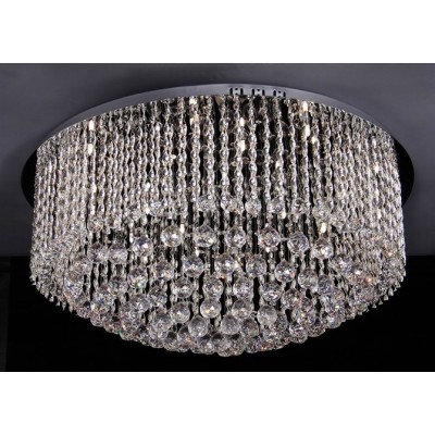 Polished chrome crystal flush mount dressed with 25% full lead crystal