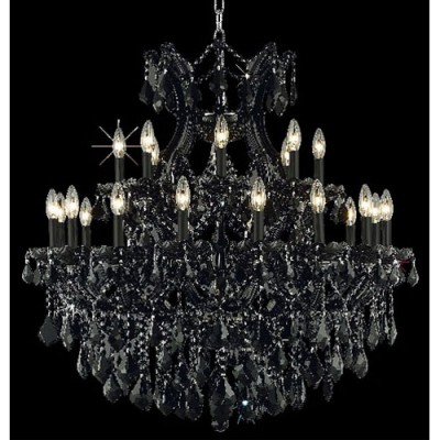  Black Twenty-Four Light Chandelier with Jet/Black Royal Cut Crystals