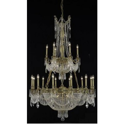 Gold Twenty-Seven Light Chandelier with Clear Royal Cut Crystals