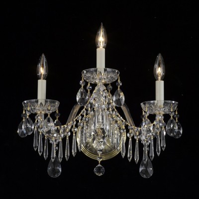3 lights traditional crystal wall sconce in gold plated finish