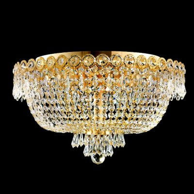 4 light Crystal ceiling flush mount light in gold finish