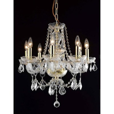Gold Eight-Light 20-Inch Chandelier with Royal Cut Clear Crystal