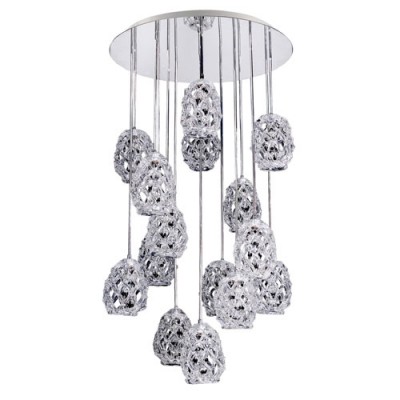 Veronese Chrome 15-Light Convertible Round Pendant with Firenze Mixed Crystal