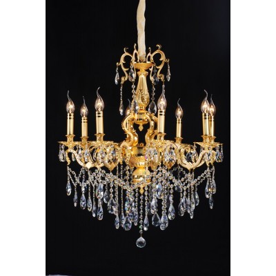 Gold plated 8 Light traditional crystal Chandelier