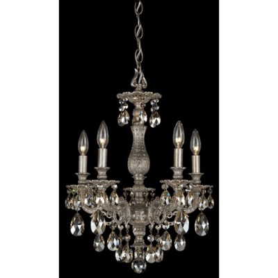  Pewter Five-Light Golden Shadow Swarovski Elements Chandelier, 16W x 21.5H x 16D