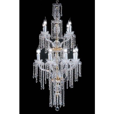 12 Lights Bohemian Crystal chandelier in gold plated finish
