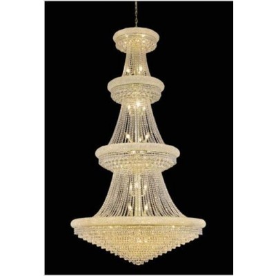 Gold Forty-Two Light Chandelier with Clear Royal Cut Crystals