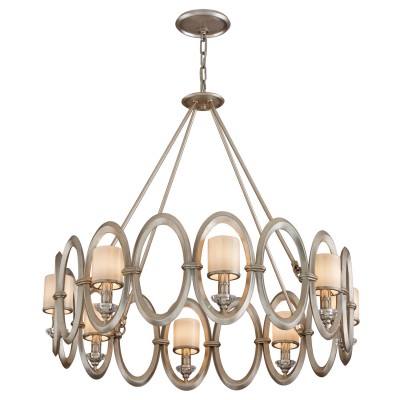Satin Silver Leaf Eight-Light Chandelier