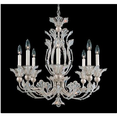 Silver Eight-Light Chandelier with Clear Swarovski Element Crystal