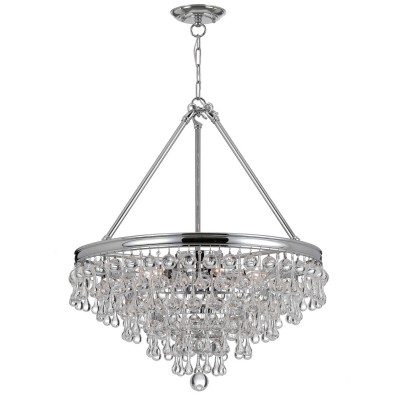 Group Calypso Polished Chrome Eight-Light Pendant with Clear Smooth Glass Balls