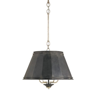 Black Smith Four-Light Pendant with Silver Granello Interior Shade