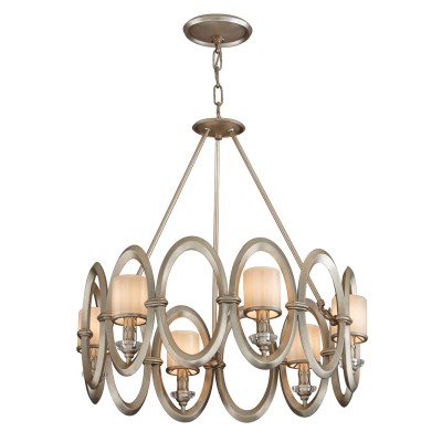 Satin Silver Leaf Six-Light Chandelier