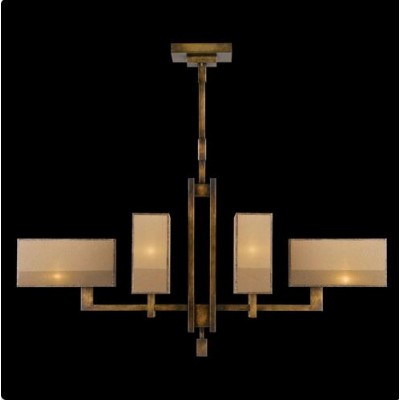 Six-Light Chandelier in Patinated Golden Bronze Finish