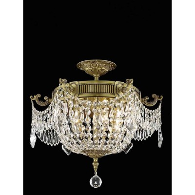  Esperanza French Three-Light Flush Mount with Royal Cut Crystal