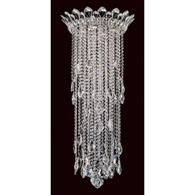 Schonbek Trilliane Strands Stainless Steel Four-Light Round Medium Flush Mount with Clear Heritage Crystal