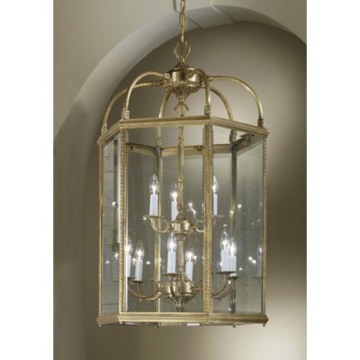 European Lanterns Matte Bronze Nine-Light Lantern Pendant