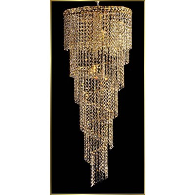 9 lights spiral crystal chandelier in gold plated finish