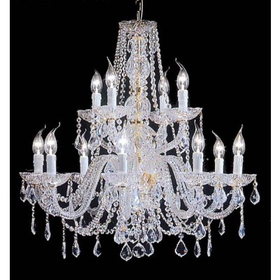 12 Lights Bohemian Crystal chandelier in polished chrome finish
