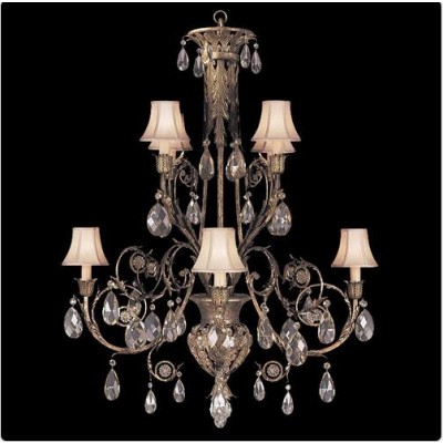  Eight-Light Chandelier in Cool Moonlit Patina Finish