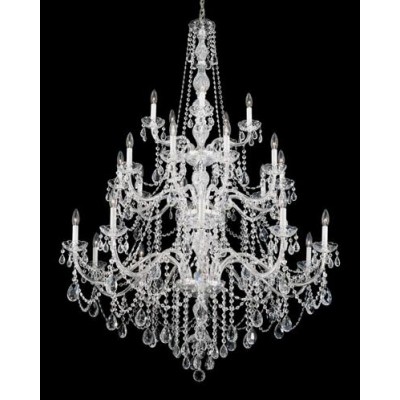 Silver 25-Light Clear Heritage Handcut Crystal Chandelier, 44.5W x 64H x 44.5D