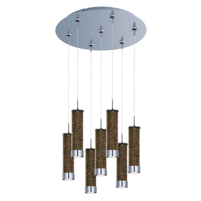 Polished Chrome Seven-Light LED 17-Inch RapidJack Pendant with Champagne Crystal Glass