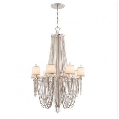 Silver Leaf with Polished Stainless Accents Eight-Light Chandelier